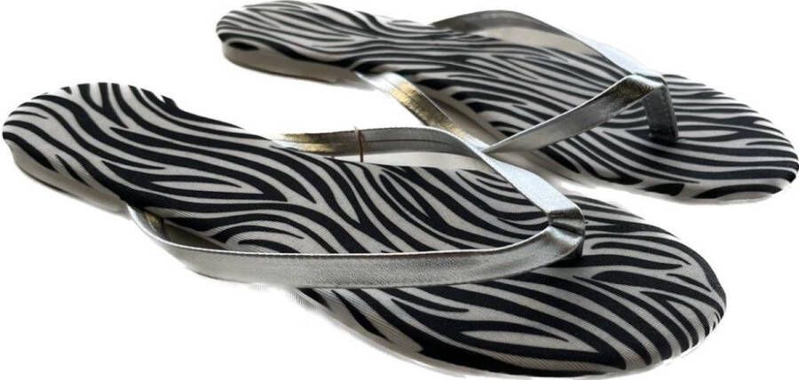 Librapop Slippers Dames Zwart wit zebrapatroon