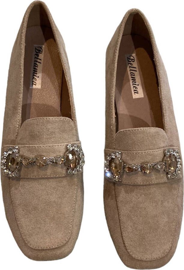 Merkloos Loafers beige met strass - Foto 2