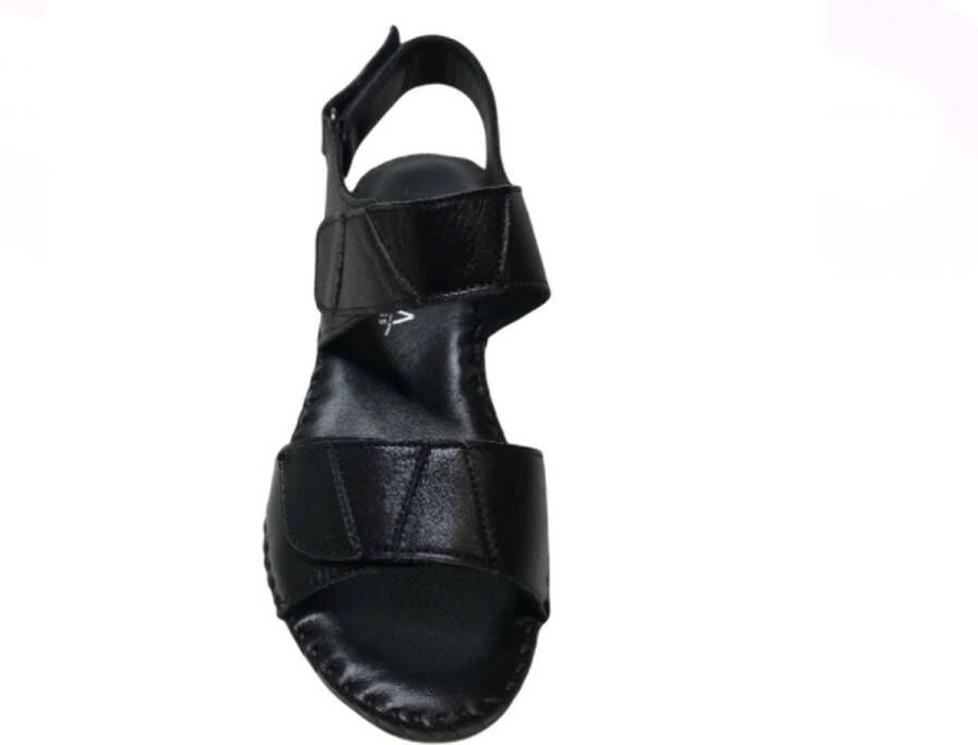 manlisa 3 velcro's dames lederen comfort sandaal s203-301 zwart