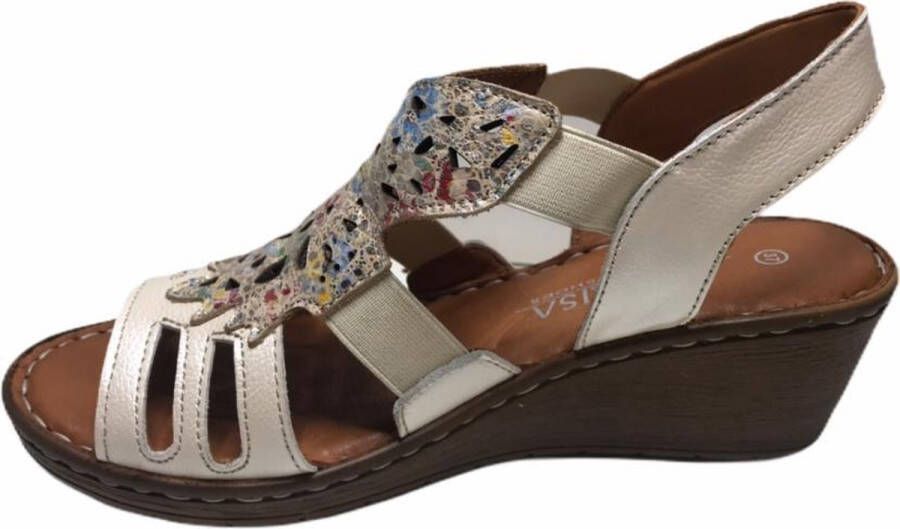 Manlisa dames elastiek sandaal S245-535 beige - Foto 5