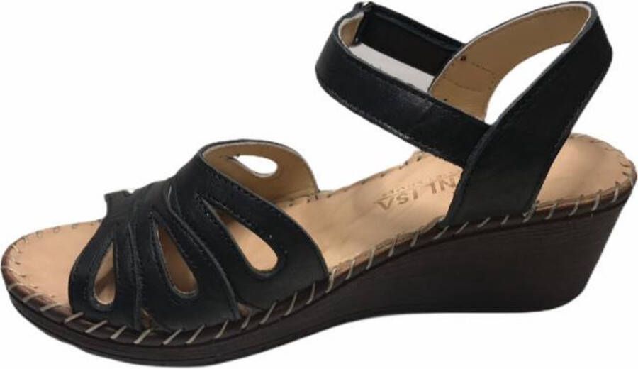 manlisa dames velcro sandaal S207-7046 zwart