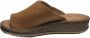 lisa 4 cm hoogte lederen comfort teen slippers W107-1880 Camel - Thumbnail 4