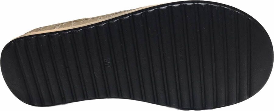 Manlisa 4 cm hoogte lederen comfort teen slippers W107-1880 Zwart - Foto 6