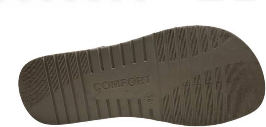 Manlisa hoogte lederen comfort velcro sandalen S204-08 zwart