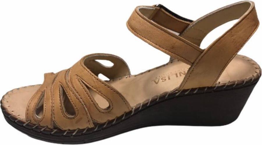 Manlisa velcro dames sandaal cognac