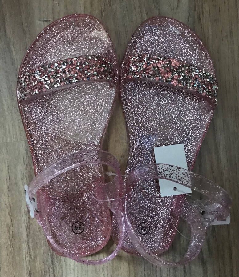 Merkloos Sans marque Meisjes sandalen roze met glitters en steentjes - Foto 2