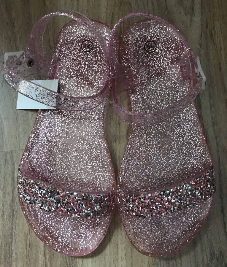 Merkloos Sans marque Meisjes sandalen roze met glitters en steentjes - Foto 4