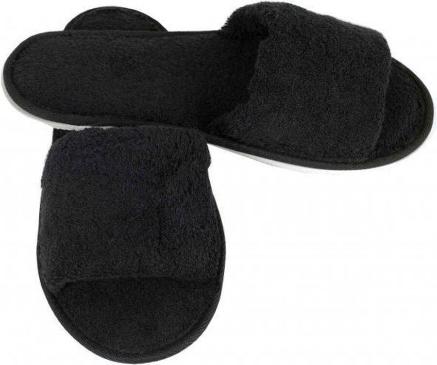 Open Sauna Slippers Zwart39-40 badslippers hotel wellness slippers badstof slippers met anti slipzool - Foto 2