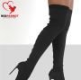 Prachtige zwarte Naaldhakken met hoge Kousen Erotische Laarzen met hoge Hakken| Sexy Laars Hak Hoog Tot aan de Knie Naaldhak Deluxe - Thumbnail 2