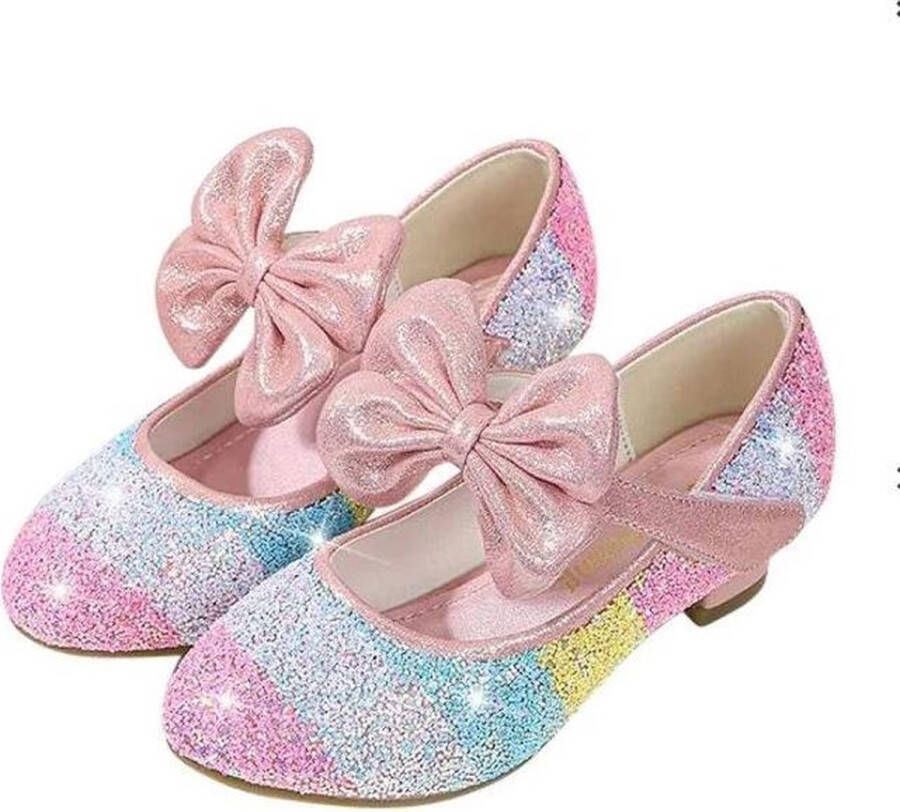 Prinsessen schoenen regenboog roze glitter binnen cm bij jurk verkleedkleding - Foto 2