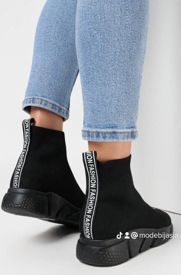 Zwarte sok schoenen voor dames in look -stijl New Collectie