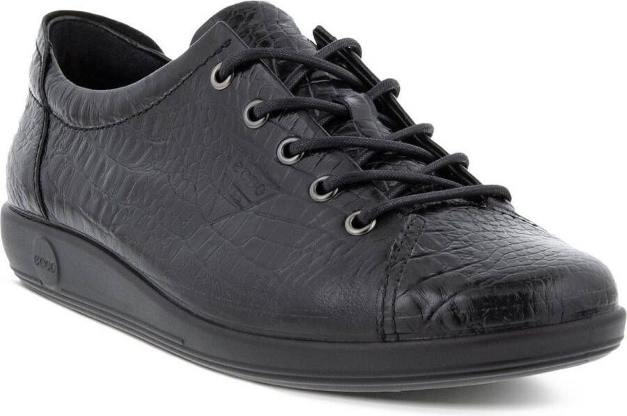 ECCO Soft Classic dames veterschoenen crocoprint Zwart Uitneembare zool