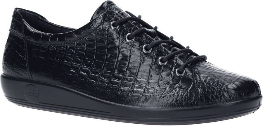 ECCO Soft Classic dames veterschoenen crocoprint Zwart Uitneembare zool