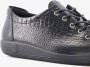 ECCO Soft Classic dames veterschoenen crocoprint Zwart Echt leer Uitneembare zool - Thumbnail 11