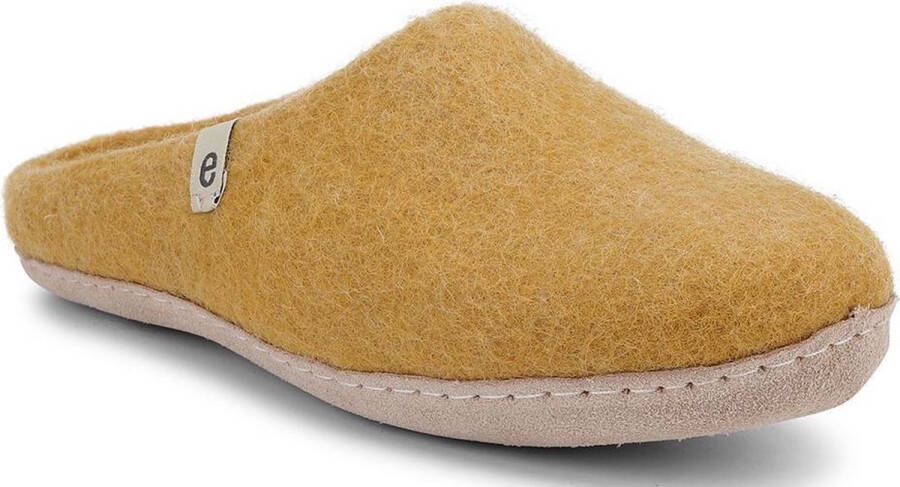 Pantoufle EGOS COPENHAGEN En Feutre Laine Mouton - Couleur Moutarde Jaune - Neuve Avec Emballage