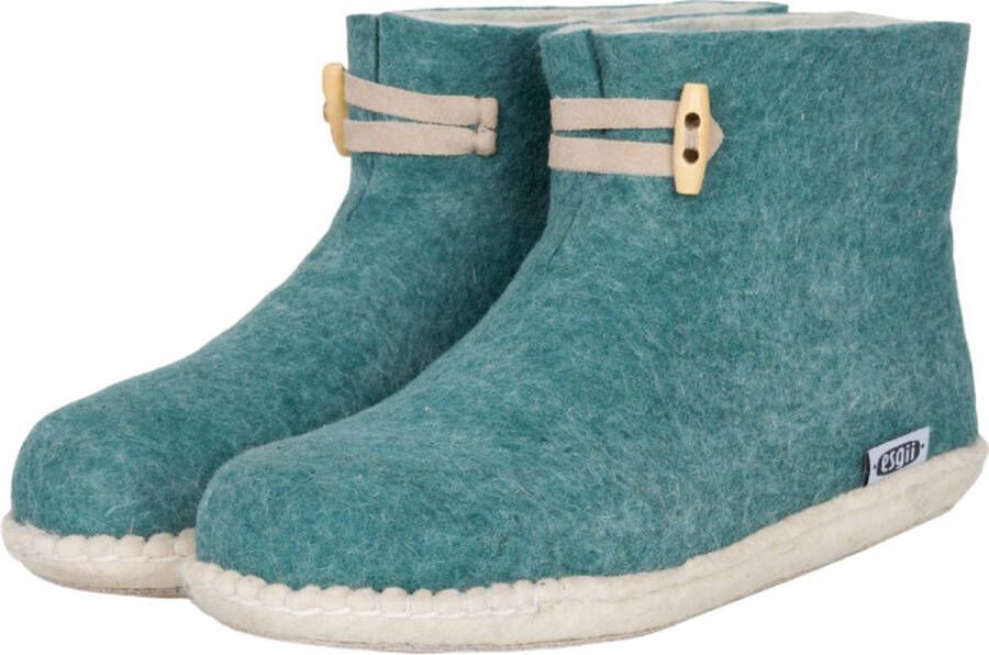 Esgii Vilten damesslof High Boots seagreen Colour:Zeegroen Ecru - Foto 2