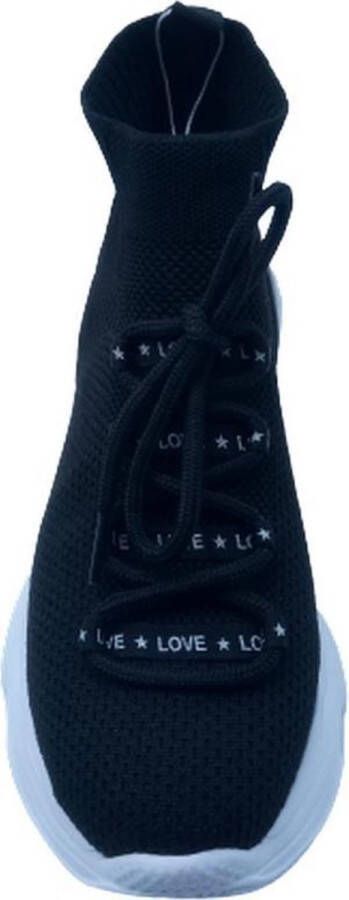Ewoll Hoge Sneaker zwart met hoge zool Aansluitende schoen -