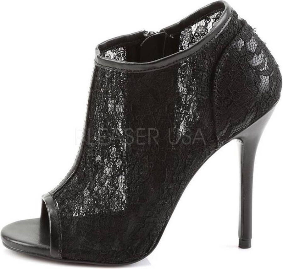 Fabelicious Amuse 56 peeptoe stiletto hak met kanten bovenlaag en rits zwart 5 = ) Fabulicious