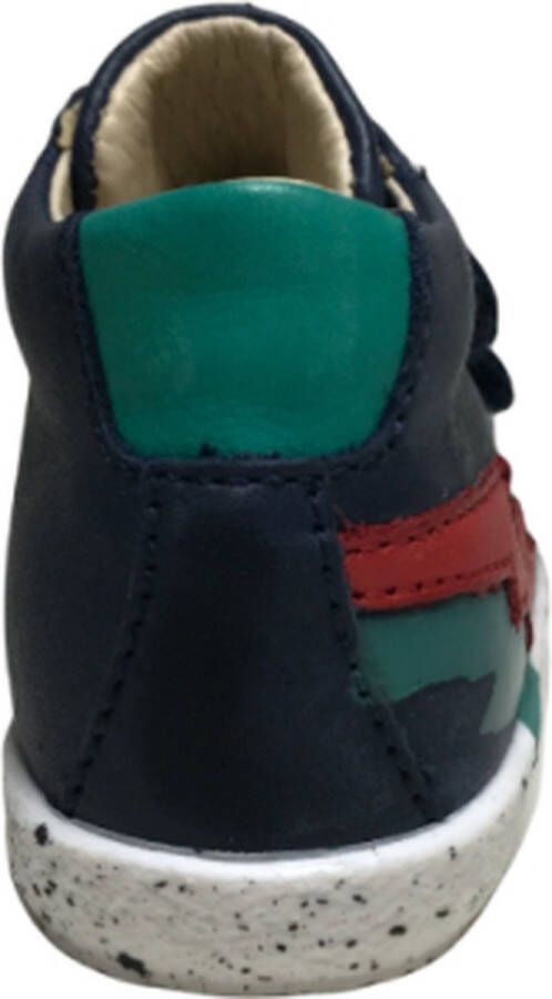 Falcotto velcro lederen sneaker Cayden navy rood groene bliksem