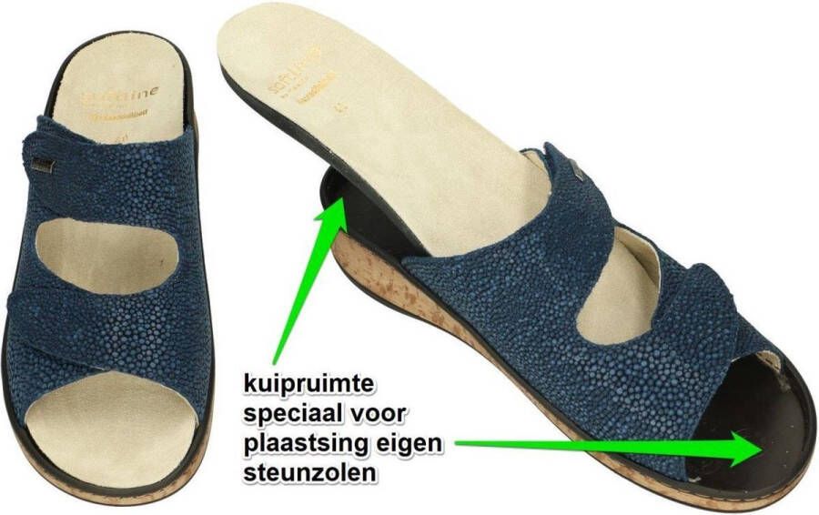Fidelio Hallux -Dames blauw slippers uitneembaar voetbed