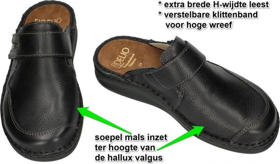 Fidelio Hallux -Heren zwart pantoffels & slippers - Foto 3