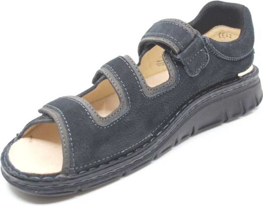 FinnComfort Finn Comfort CASABLANCA 01451-902624 Blauwe heren sandalen met drie klittenbanden