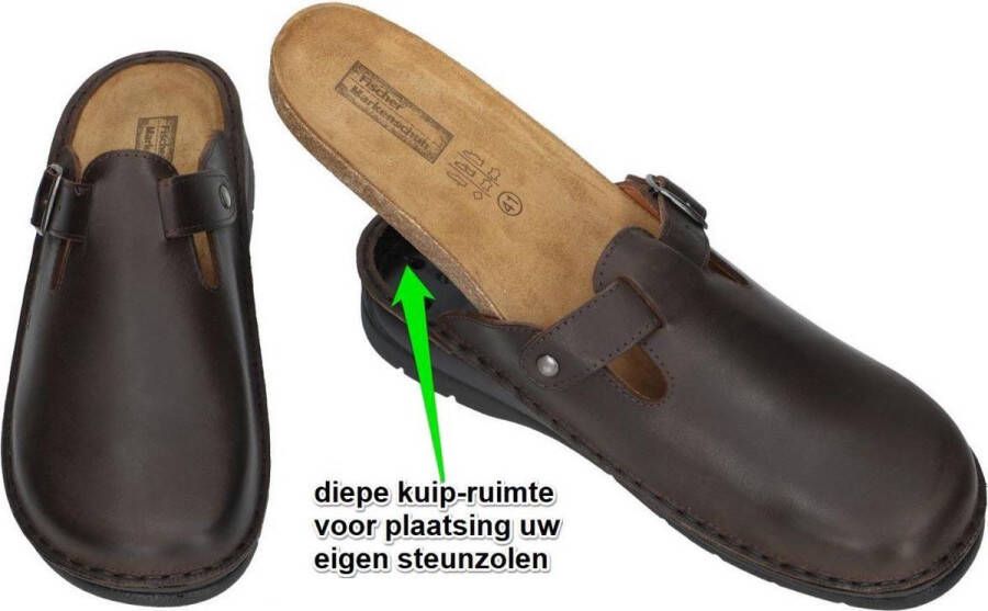 Fischer -Heren bruin donker pantoffels & slippers - Foto 3