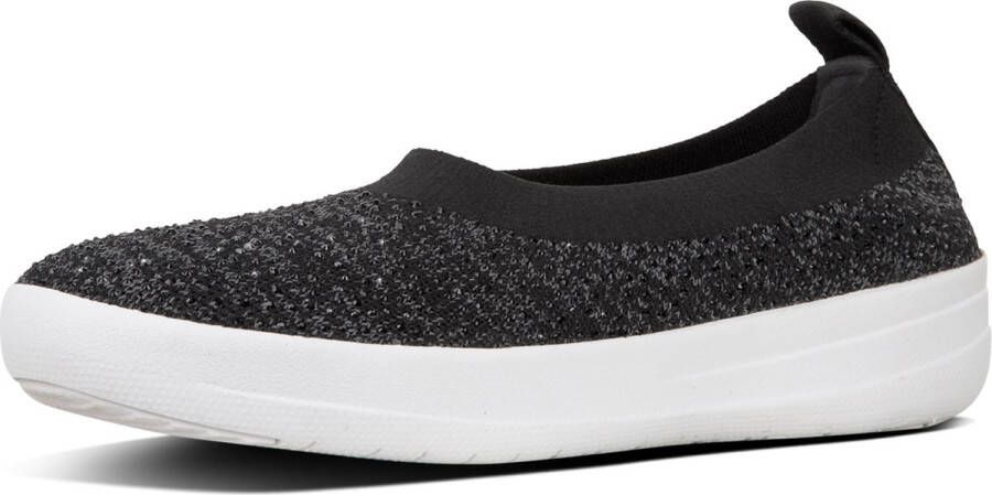 FitFlop Crystal Uberknit Ballerina ZWART