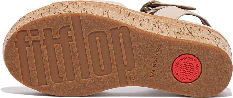FitFlop Eloise Cork-Wrap Leather Back-Strap Wedge Sandals BEIGE