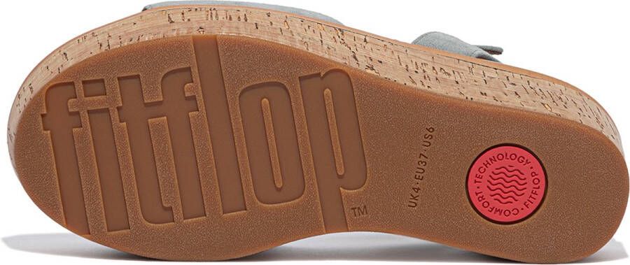 FitFlop Eloise Cork-Wrap Suede Back-Strap Wedge Sandals BLAUW