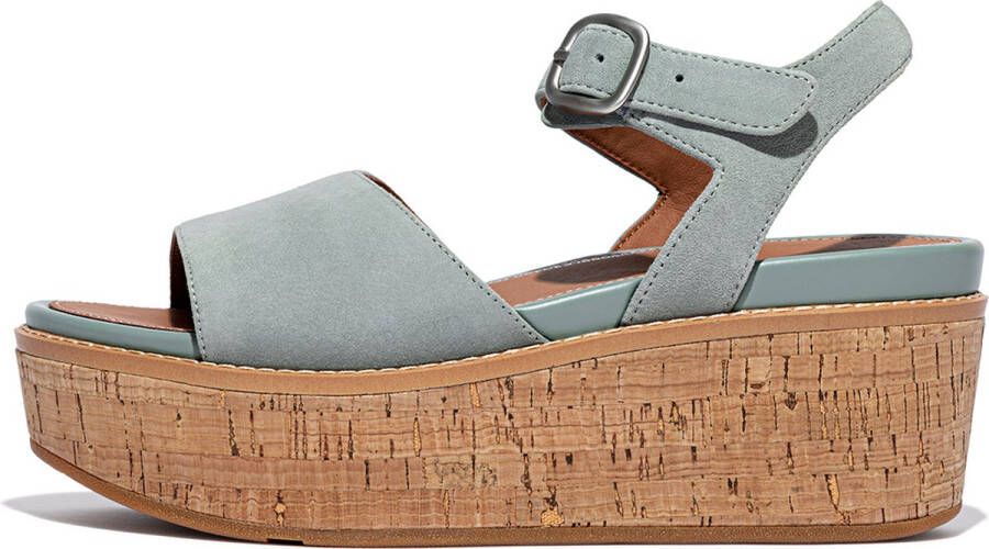 FitFlop Eloise Cork-Wrap Suede Back-Strap Wedge Sandals BLAUW