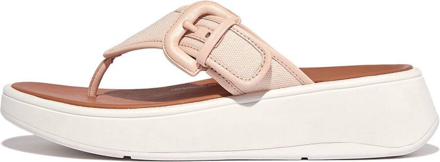 FitFlop F-Mode Buckle Canvas Flatform Toe-Post Sandals ROZE - Foto 2