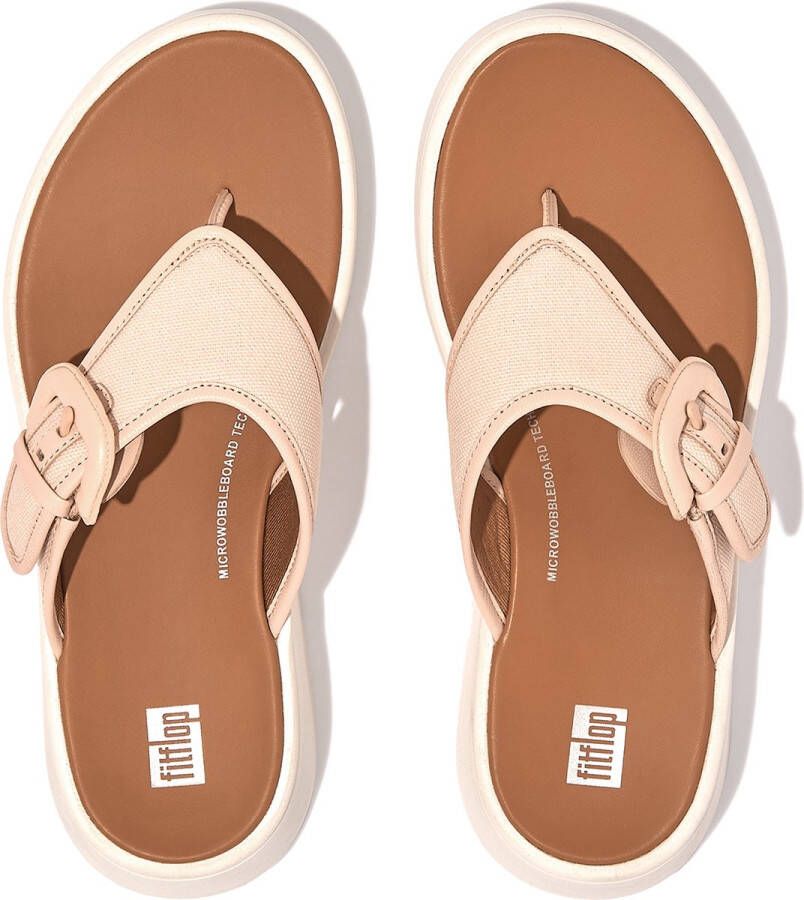 FitFlop F-Mode Buckle Canvas Flatform Toe-Post Sandals ROZE - Foto 3