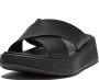 FitFlop F-Mode Leather Flatform Cross Slides ZWART - Thumbnail 3