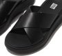 FitFlop Slippers F-MODE LEATHER FLATFORM CROSS SLIDES All Black - Thumbnail 8