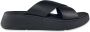 FitFlop Slippers F-MODE LEATHER FLATFORM CROSS SLIDES All Black - Thumbnail 9