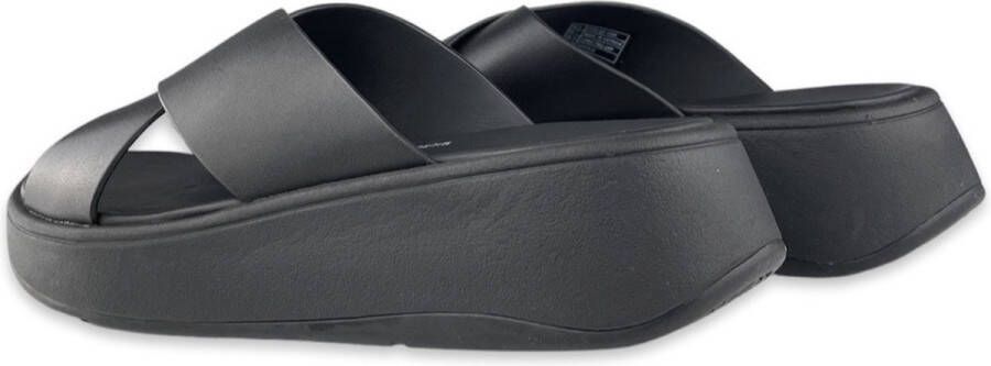 FitFlop Slippers F-MODE LEATHER FLATFORM CROSS SLIDES All Black - Foto 10