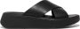 FitFlop Slippers F-MODE LEATHER FLATFORM CROSS SLIDES All Black - Thumbnail 12