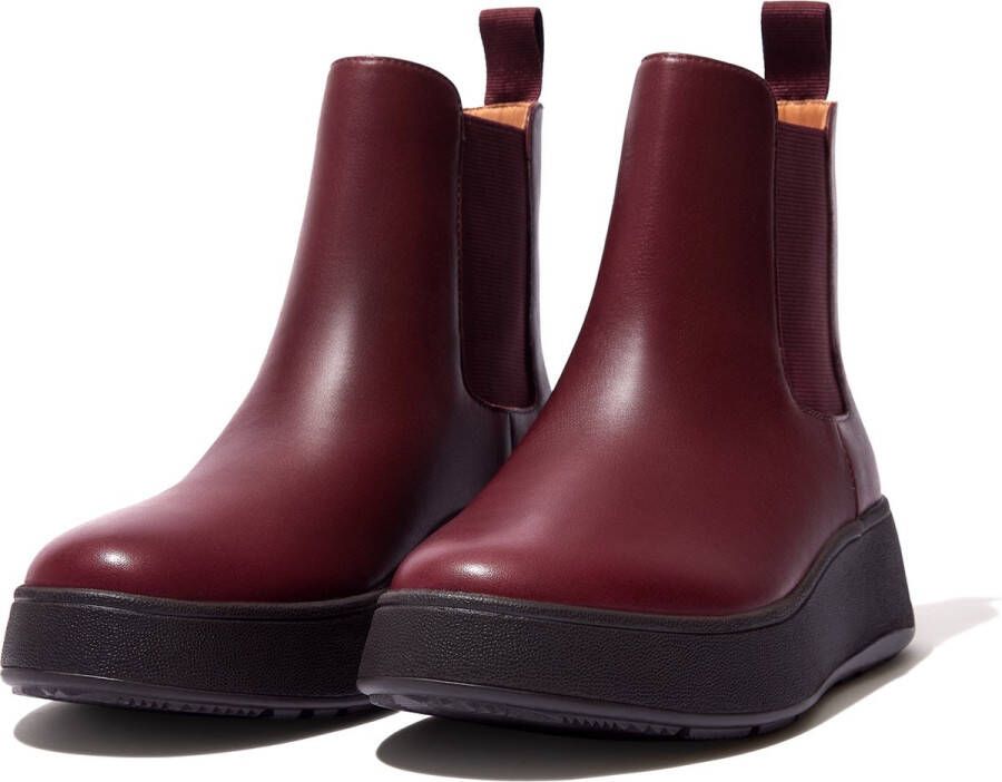 FitFlop F-Mode Leather Flatform Chelsea Boots ROOD