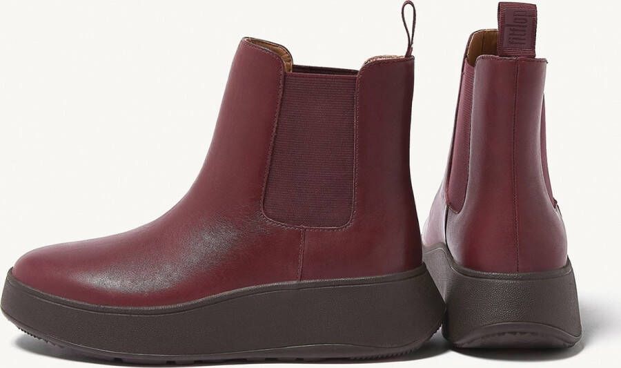 FitFlop F-Mode Leather Flatform Chelsea Boots ROOD