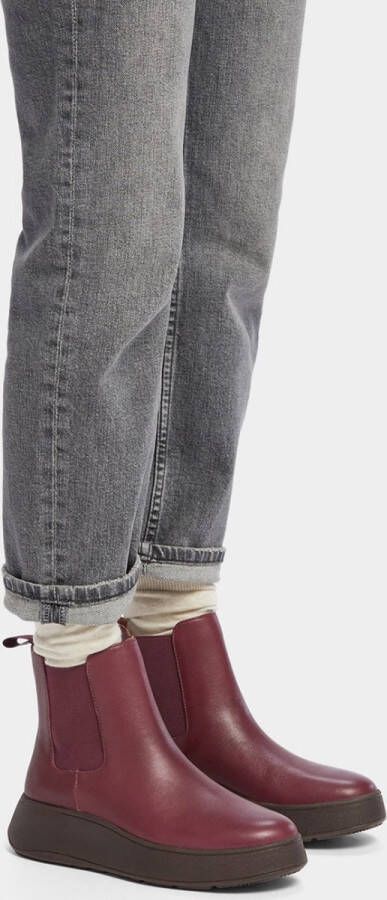 FitFlop F-Mode Leather Flatform Chelsea Boots ROOD - Foto 10
