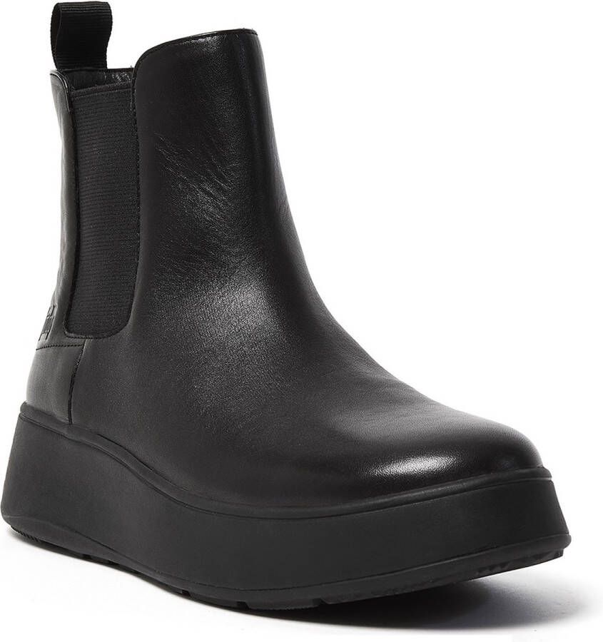 FitFlop F-Mode Leather Flatform Chelsea Boots ZWART