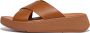 FitFlop Teenslippers F-MODE LEATHER FLATFORM CROSS SLIDES Light Tan - Thumbnail 3