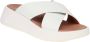 FitFlop F-Mode Leather Flatform Cross Slides BEIGE - Thumbnail 3