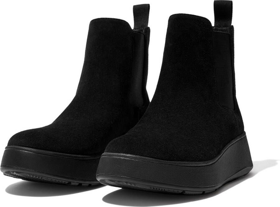 FitFlop F-Mode Suede Flatform Chelsea Boots ZWART