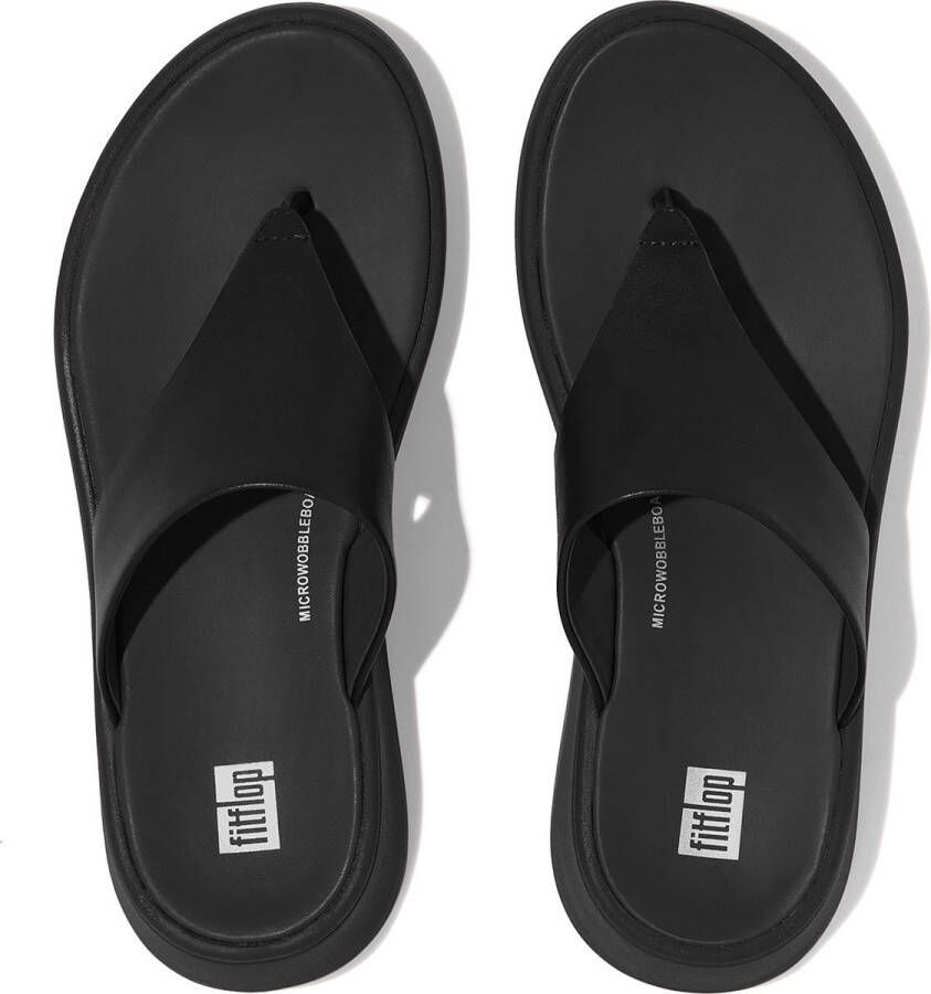 FitFlop F-Mode Leather Flatform Toe-Post Sandals ZWART - Foto 4