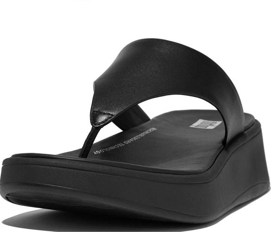 FitFlop F-Mode Leather Flatform Toe-Post Sandals ZWART - Foto 5