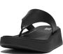FitFlop F-Mode Leather Flatform Toe-Post Sandals ZWART - Thumbnail 5