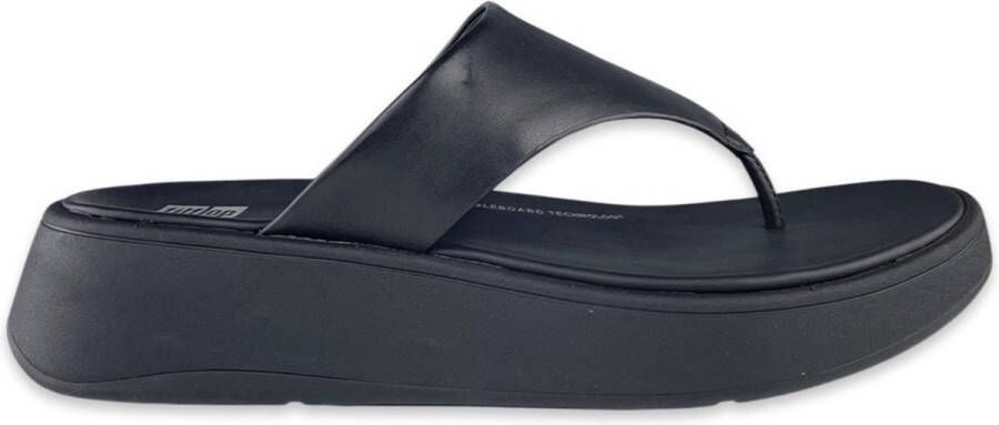 FitFlop F-Mode Leather Flatform Toe-Post Sandals ZWART - Foto 8