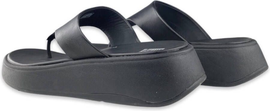 FitFlop F-Mode Leather Flatform Toe-Post Sandals ZWART - Foto 9